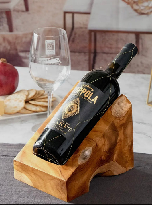 Teak Wood Wine Bottle Display Holder